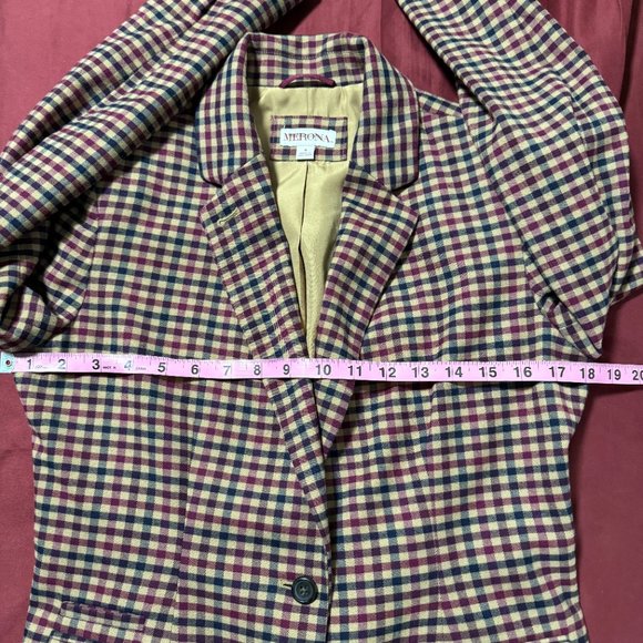 Merona Plaid Check Blazer Lined Pockets Fitted Size 6 - Picture 5 of 7
